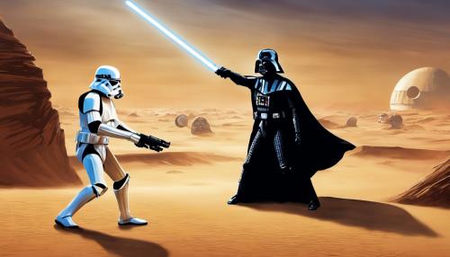 Darth vader vs obi wan stormtrooper background tatooine deathstar