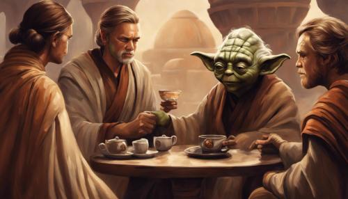 Ashoka, anakin, obi wan, yoda, drinks tea at dagoba