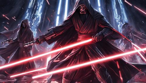 an intense sith lightsaber battle