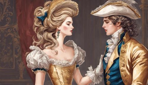 a masquerade ball in the 18th century, a beautiful girl and a magical prince