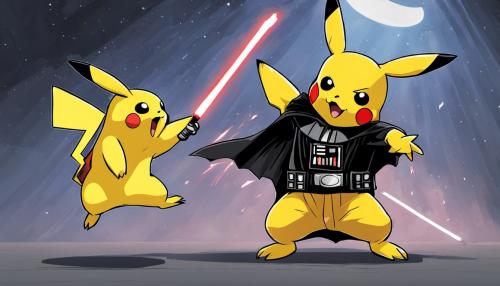 Pikachu fighting darth vader