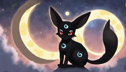 Umbreon sitting in front of the moon