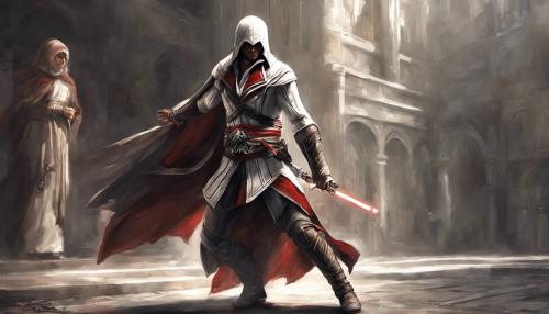 Ezio holding a lightsaber 