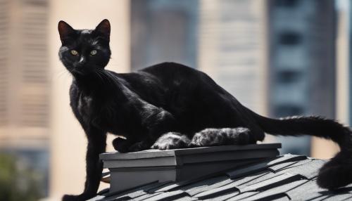 Felicia hardy Black cat on roof posing