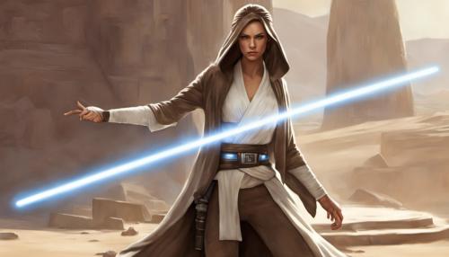 Star wars beautiful female jedi, lightsibers stance, no armour 