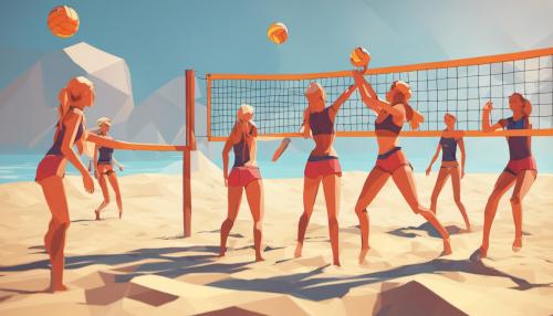 Girls playing beach volleyball