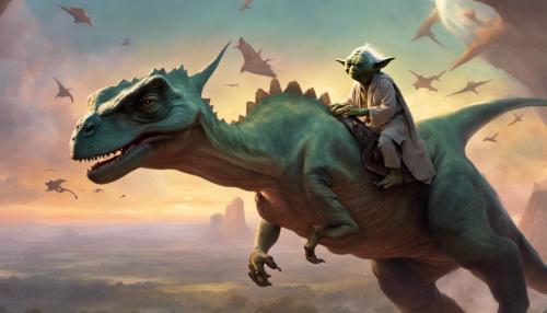 Yoda rides dinosaur jurassic park