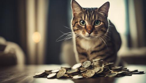 Cat playing with money