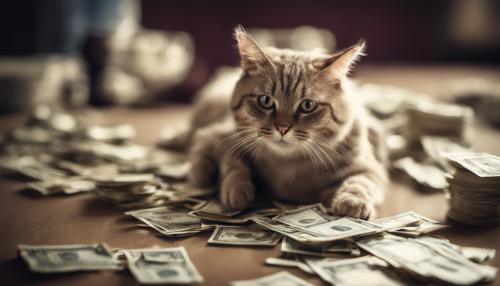 Cat playing with money