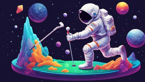 Astronaut playing galaxy golf