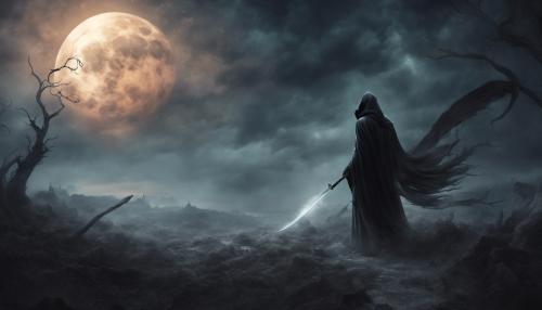 Grim reaper with a sythe in a dark fantasy world