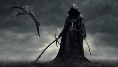 Grim reaper in a dark fantasy with a two handed scythe