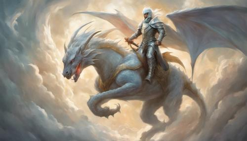 White knight riding dragon