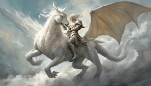 White knight riding dragon