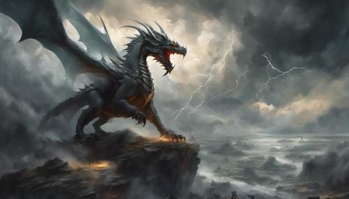 Dragon knights, combat in stormy sky, badass