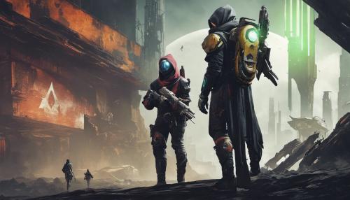 destiny 2 hunter and warlock exploring post-apocalyptic cyberpunk city 