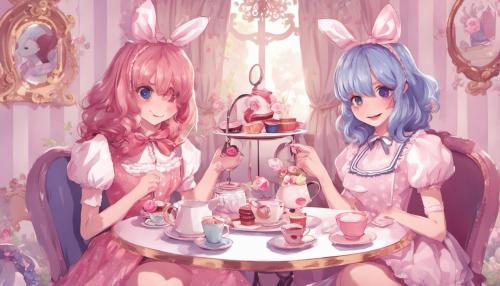 ddlg couple having a tea party in wonderland 