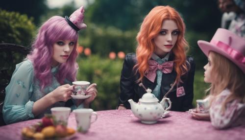 ddlg bf and gf, tea party, wonderland, mad hatter, Cheshire cat 