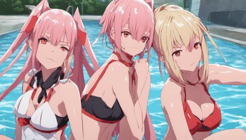 waifus zero two and himiko toga bikini wet