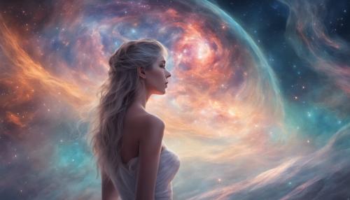 Sexulized woman looking at the galaxy 