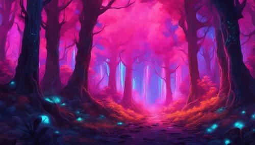 Glowing neon forest