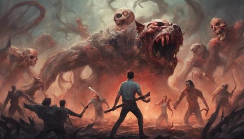 Ash of evil dead fighting monsters