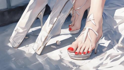 white painted toe nails in open heels 