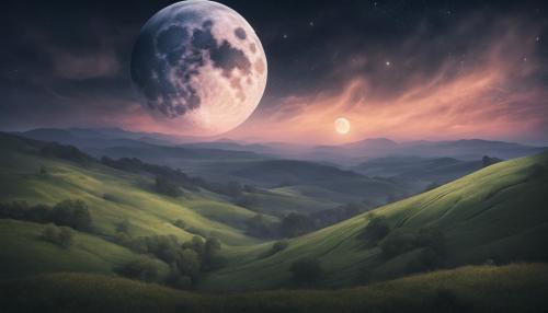 Midnight moon over rolling hills