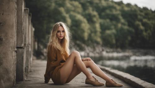 Blondy girl with long bare legs