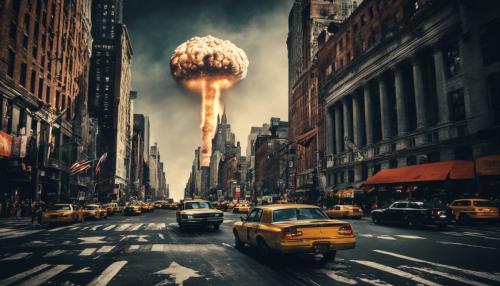 New York with a huge nuclear bomb overhead