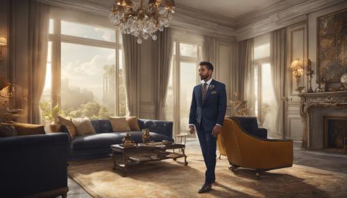 Rich man, interior designer, wearing a fancy suit