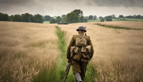 World war one british soldier in grass field