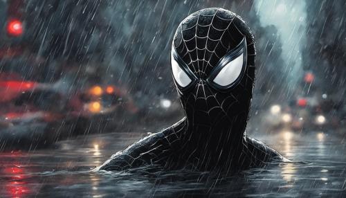 Symbiote Spiderman in the rain 