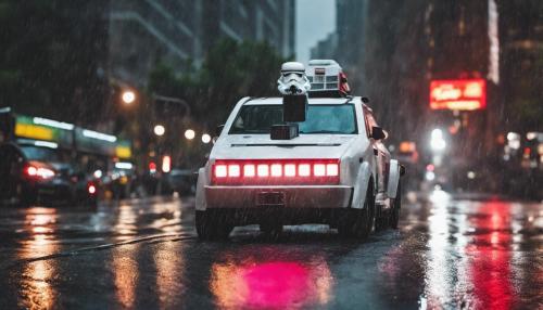 Stormtrooper in a rainy city