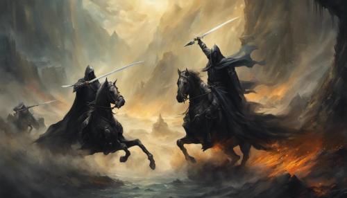 Nazgul fighting knights.