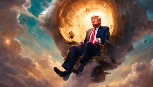 Donald Trump dropping bomb in the toilet bowl