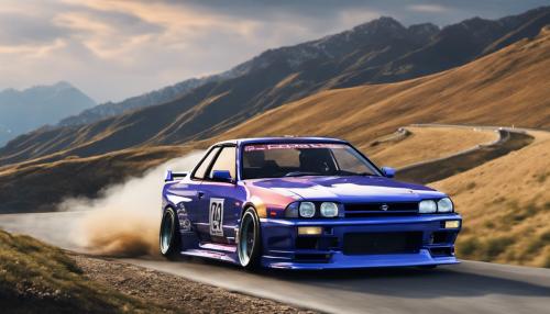 R31 Nissan skyline drifting on mountain road very detailed high resolution