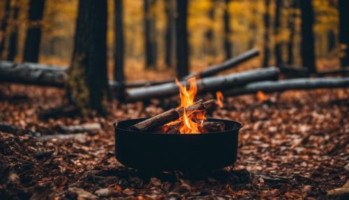 Campfire in the woods with Jason Vorhees in the background hiding 