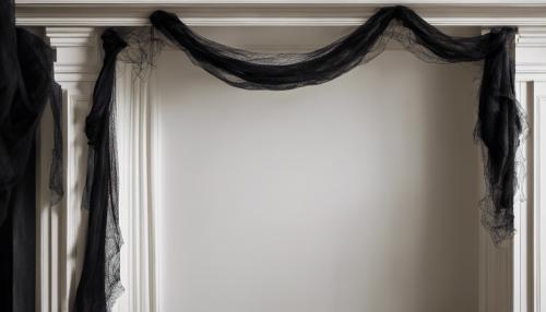 Black Silk Cobwebs Draped over a Mantlepiece