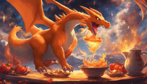 Charizard drinks milk on a chili competition