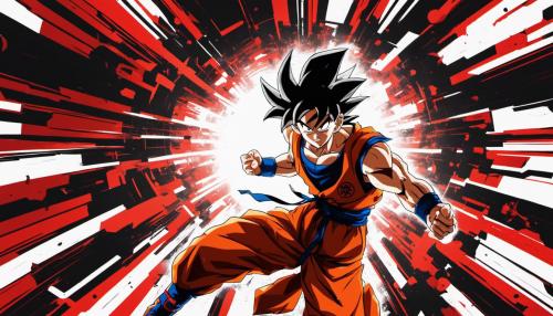 Goku. NEVER GIVE UP! YOU ARE MORE STRONGER THAN YOU THINK! LEADER THE NEW GENERATION LIMITLESS split cross screen black red circle pattern