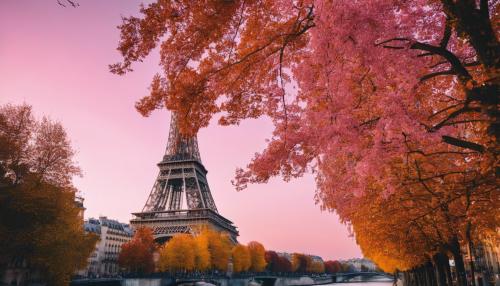 paris in fall with a pink hue