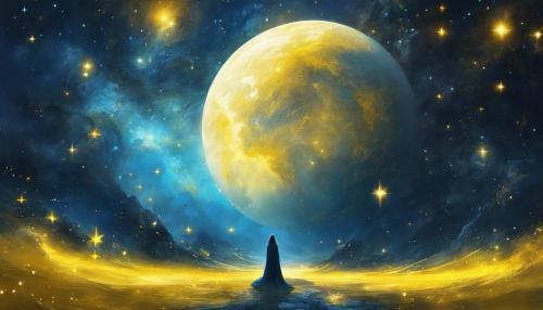 space, blue earth, moon, yellow stars