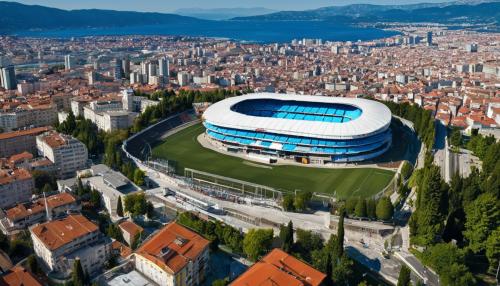 HNK Rijeka stadium surrounded by landscape of Rijeka