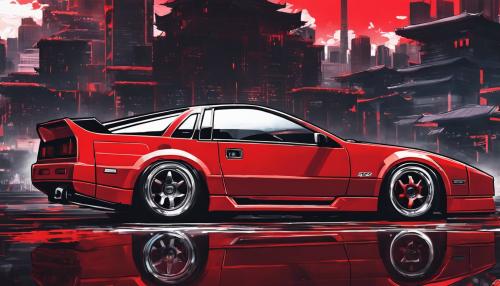 future nissan 300zx red black car meet