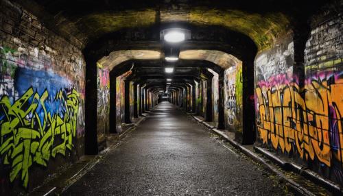 Graffiti in the Shadowed Sewers of London