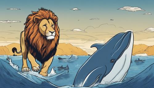 Lion delivering misinformation to a whale