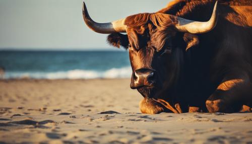 angry bull face on the beach