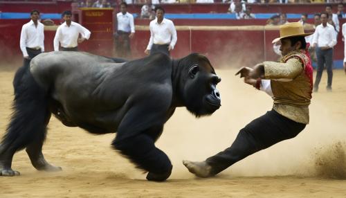 Bull fighting with gorilla