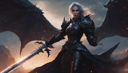 Female dragon knight in black gothic armor holding  a greatsword in one hand,4k,upscaling